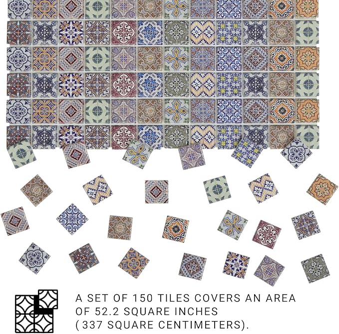 150 pcs, Dollhouse Flooring, 1:12 Scale Doll House Tiles, Miniature Checkerboard Floor, REDUCIO! (Spanish Tiles)