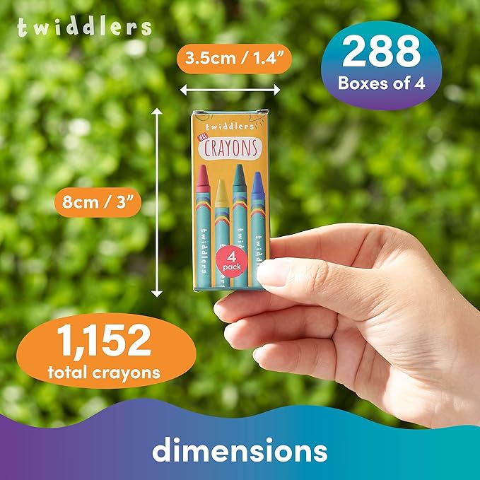 THE TWIDDLERS 288 Sets of 4-Packs (1,152 Bulk Crayons) Non-Toxic Individual Box for Kids, Back to School Supplies, Classrooms, Restaurants Bulk Crayons Coloring Activity, Party Bag Fillers