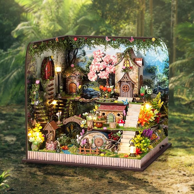 DIY Miniature House Kit, Dollhouse Kit with Music and LED Light, Mini House Building Kits for for Adult to Building, Christmas Home Decorations Gifts for Family and Friends, Whisperwood