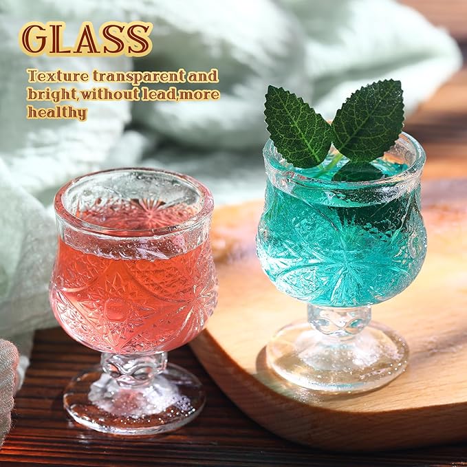 Suclain 36 Pcs Shot Glass Bulk Set 1.5 oz Mini Cute Cordial Glasses with Stem Sherry Glasses Clear Shot Glassware for Wine Liqueur Tequila Whiskey Beverage Wedding Party Bar Supplies