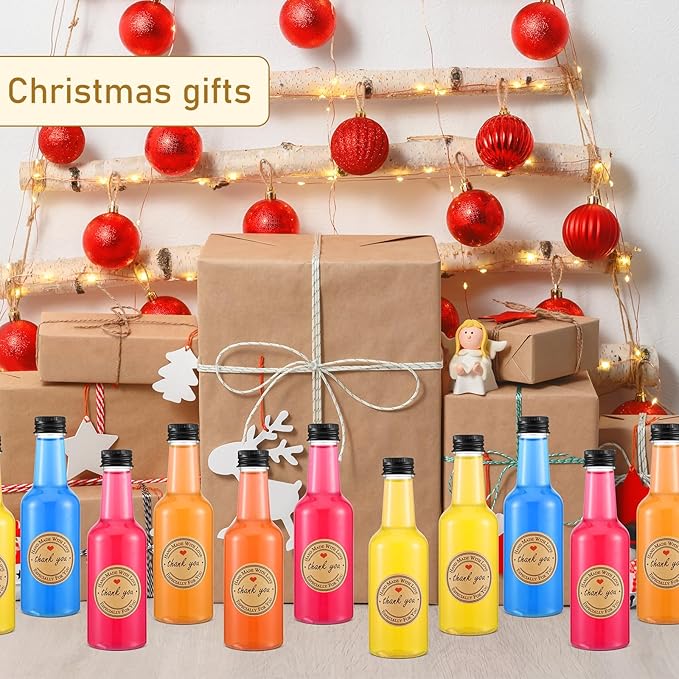 Roshtia Mini Liquor Bottles - 30 Pcs with 2 Sheets Stickers, 5 oz Plastic Mini Spirit Alcohol Bottles for Weddings, Party Supplies