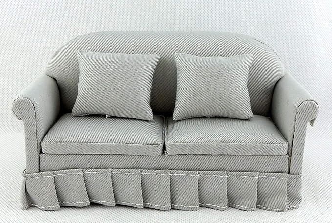 Melody Jane Dolls Houses Chic Grey Classic Modern Sofa Miniature 1/12 Living Room Furniture