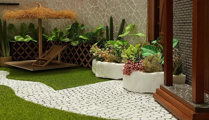 iland Dollhouse Accessories Miniature Bricks Stones 3D Wall or Floor DIY Kits for Dollhouse Building Materials 1/12 Scale Accessories and Tiny Bricks Wall Molding for Diorama Supplies