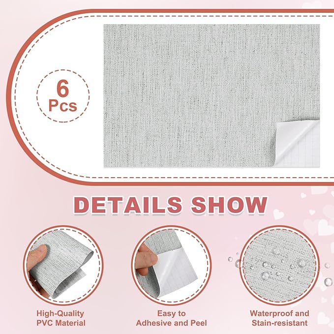uxcell 12 Sheets Miniature Dollhouse Wallpaper, Linen Texture Self-Adhesive PVC Flooring Wall, Mini Wall Decor for Dollhouse Sand Table Model Accessories 11.81 x 7.87 Inch (Light Gray)