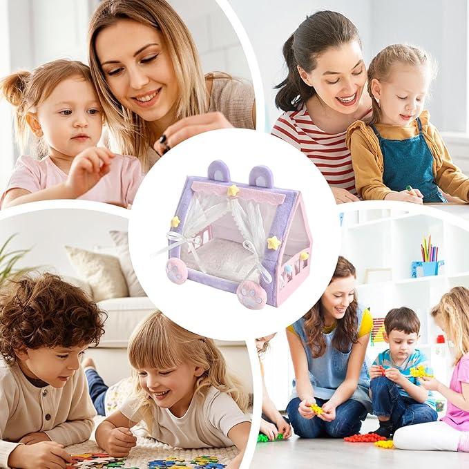 Mini Doll Tent Bed | Adorable Miniature Tent House Crib | Nursery Accessory Decorative Toy for Dolls & Stuffed Animals for Kids Girls Pretend Play