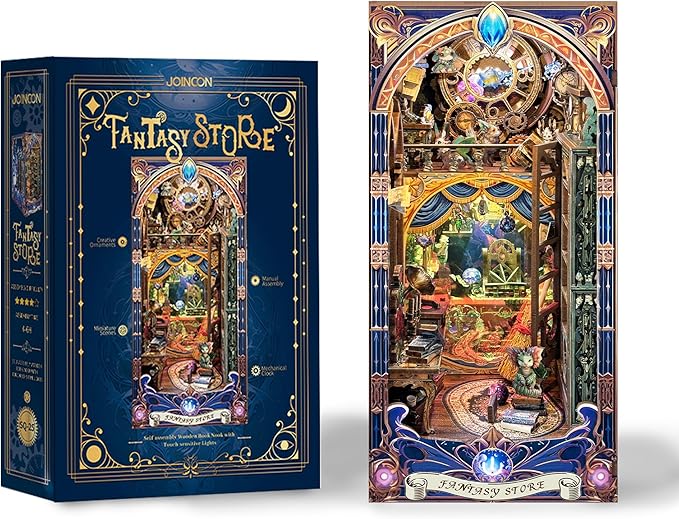 Book Nook Kit- DIY Miniature Booknook Kit Creative Decorative Bookend Bookshelf Insert 3D Puzzles for Adults Women Teens- Fantasy Store (SQ-25)
