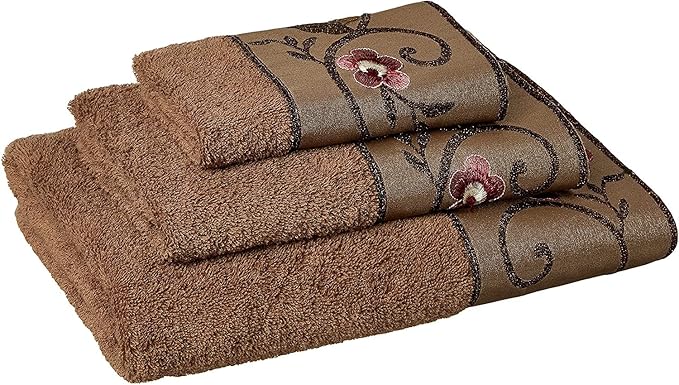 Zahari Home Larrisa Floral Bathroom Towel Set - 3 Piece Bath, Hand, and Wash Towels - Modern Classic Contemporary Decor With Beautiful Unique Design - Stylish Flower Set