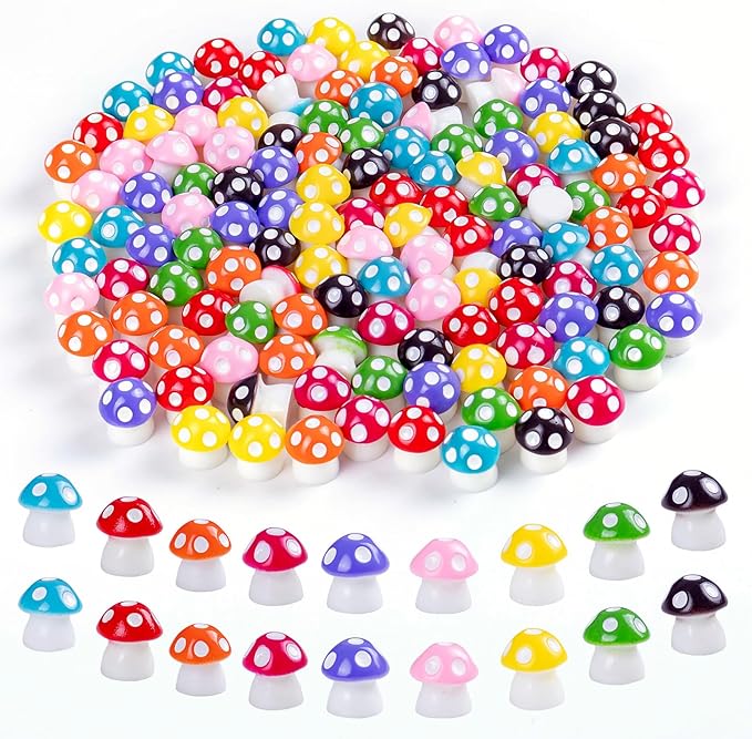 135 Pcs Mini Resin Mushrooms Figurines Bulk,9 Colors Tiny Resin Figures for Fairy Garden Decor,Dollhouse Miniature Decor,Terrarium Glass Animals Accessories