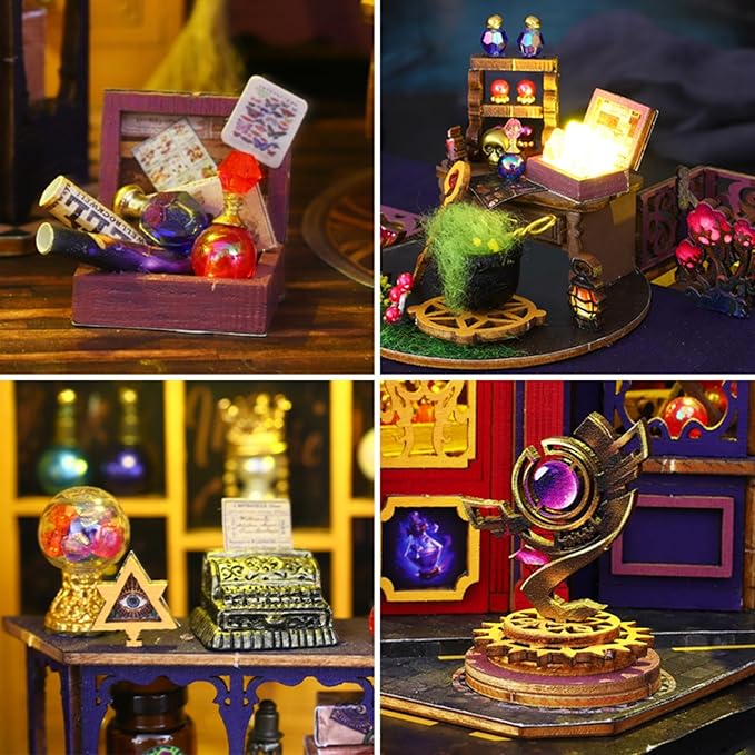 DIY Miniature House Kit, Mini House Building Kit with LED & Music Movement, DIY Miniature Kit for Adults Teen, Dollhouse Kit, Magic Energy Station