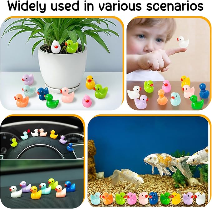 1000Pcs Mini Resin Duck Bulk Tiny Duck Miniature Ducks Figurine Dollhouse Duck for DIY Fairy Garden Landscape Aquarium Decoration Ornament Party to Hide, Toys Crafts Decor, 10 Colors