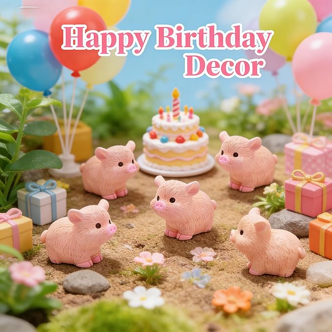 50 PCS Mini Pink Pig Figurines - 1.5 Inch Resin Pigs for Fairy Gardens, Home Decor, Wedding Centerpieces, Desk Accessories & DIY Crafts