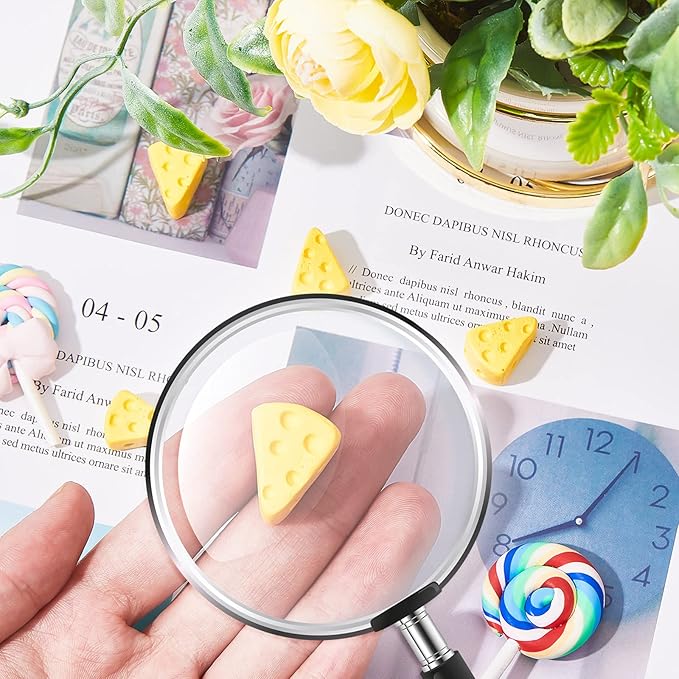 Gejoy 50 Pieces Miniatures Food Cheese Toy Halloween Decoration Mini Fake Cheese for Dollhouse Accessories Models for Kitchen Decoration DIY Accessory