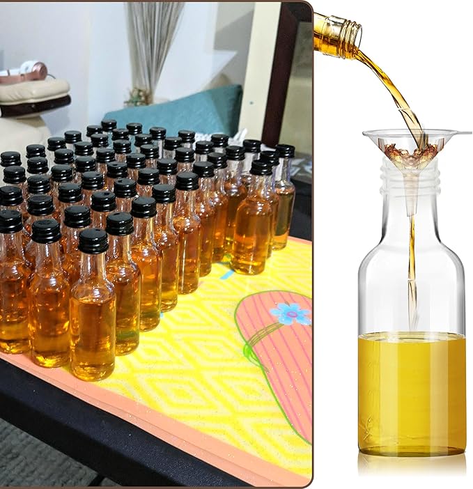 YZXODN 120 Pack 2 oz Mini Liquor Bottles, Plastic Spirit Bottles with Lables, Airtight Shot Bottle with Caps, Miniature Alcohol Bottle for Cocktail,Party Favors,Weddings