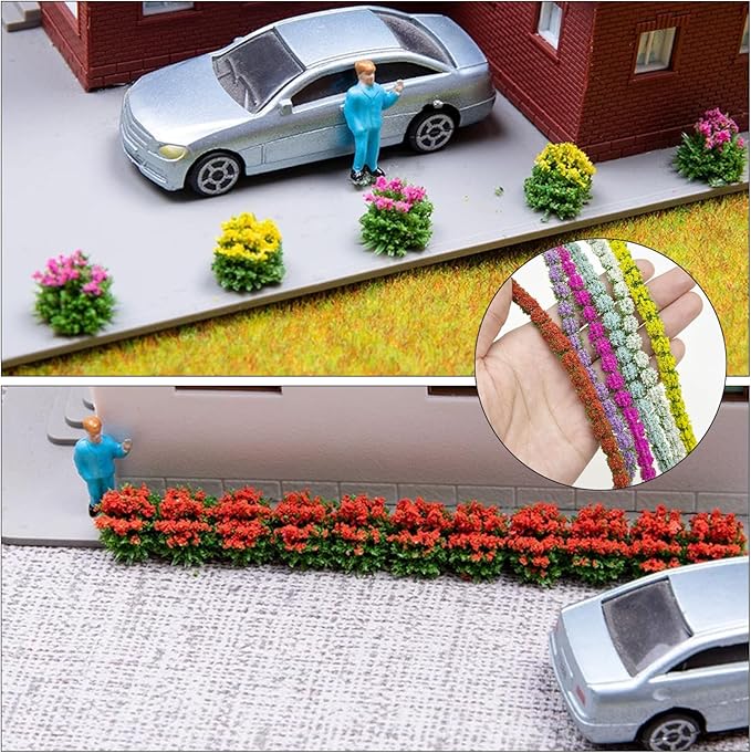 Woohome 12 PCS Flower Cluster Model, Static Grass Model Grass Tufts Set for DIY Miniature Train Landscape Terrain Railway Scenery Decorations