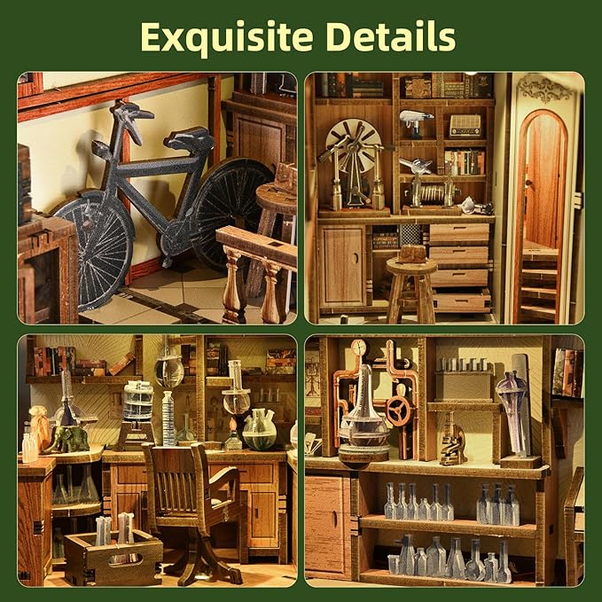 Book Nook Kit - 3D Wooden Puzzles for Adults, DIY Scene Miniature Kit, Tiny House Booknook Craft Bookshelf Decor Mini Scale Model, Gifts for Puzzle Lovers (The Radium Lady)