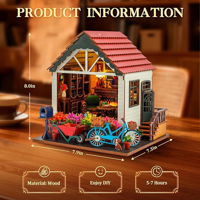 DIY Miniature Dollhouse Miniature Toy House Adult Book Nook kit 3D Wooden Puzzle Holiday Decoration Creative Gift for Family/Friends