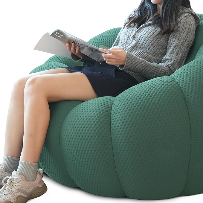 JACH Bubble Sofa Curved Couch Set, Comfy Upholstered Sofa, Mesh Fabric 3D Honeycomb Shape Modern Couches for Living Room, Apartment (Green, 1 Seater, 2 Seater, 3 Seater, Ottoman)