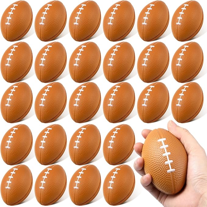 Blulu 30 Pack Mini Footballs Bulk 3.35" Kids Foam Stress Balls Football Party Favor Small Stress Sports Valentines Ball Toy for Birthday Homecoming Game Back to School Reward Gift Goodie Bag Stuffer