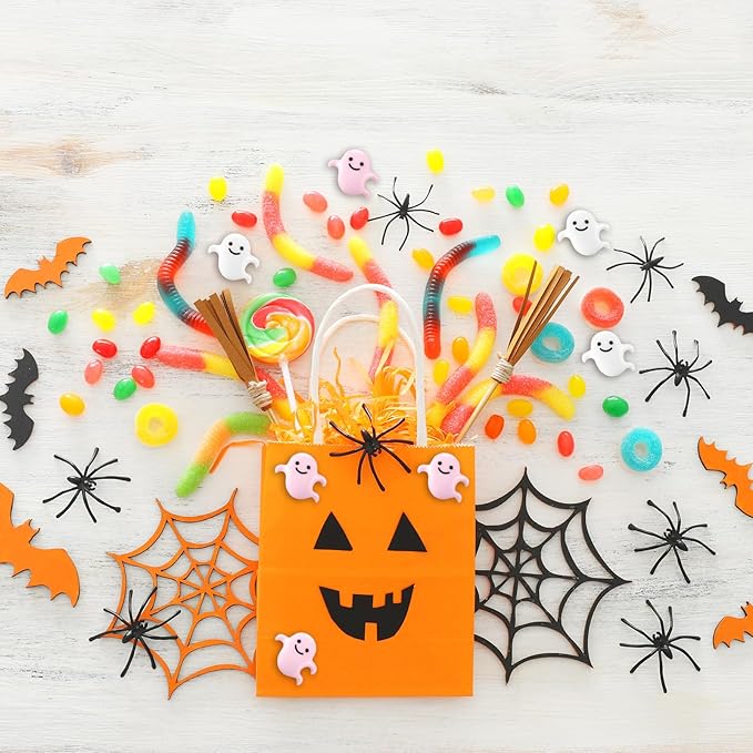 Giegxin 60 Pcs Halloween Miniatures Ghost Charms Flatback Mini Ghost Decoration Small Artificial Halloween DIY Craft for Party Dollhouse Hair Clips Vase Fillers Accessories(Pink,1.1 Inch)