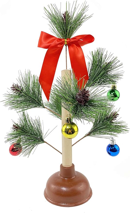 FunisFun Christmas Tree Plunger Funny Gag Gift Hilarious Toilet Humor White Elephant Gift Exchange