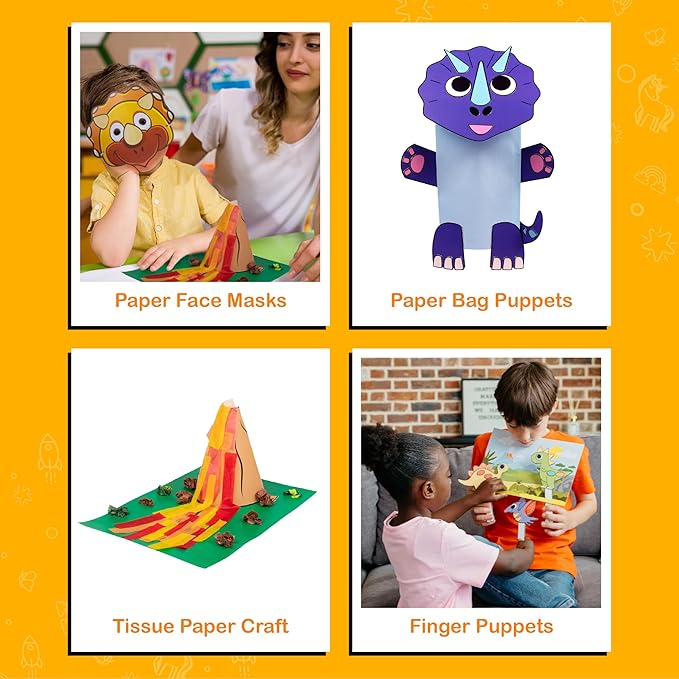 Craftikit® 20 Award-Winning Dinosaur Crafts for Kids - All-Inclusive Fun Dinosaur Crafts for Kids Ages 3-10 - Organized Toddler Craft Kit