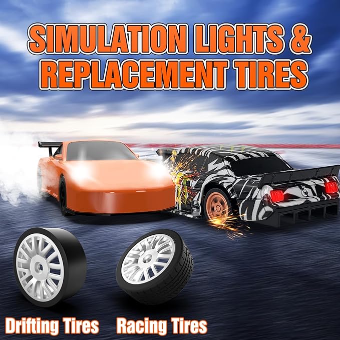 RC Drift car, 1/43 Mini Rc Drift car with Gyroscope, 2.4GHz Full Proportional Remote control Cars, 4WD High Speed Racing with Lights, Racing Tires, Model Cars Gift for Adults, Kids, Boys, Girls