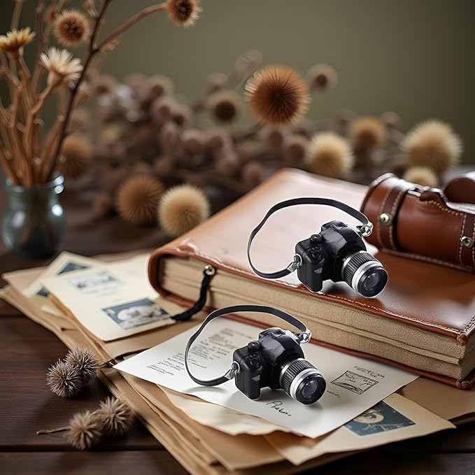 2Pcs Black 1:4 Scale Mini Camera Prop Ornament Vintage Camera Model, Miniature Digital Camera Mini Decoration Accessories Photography Props Ornament