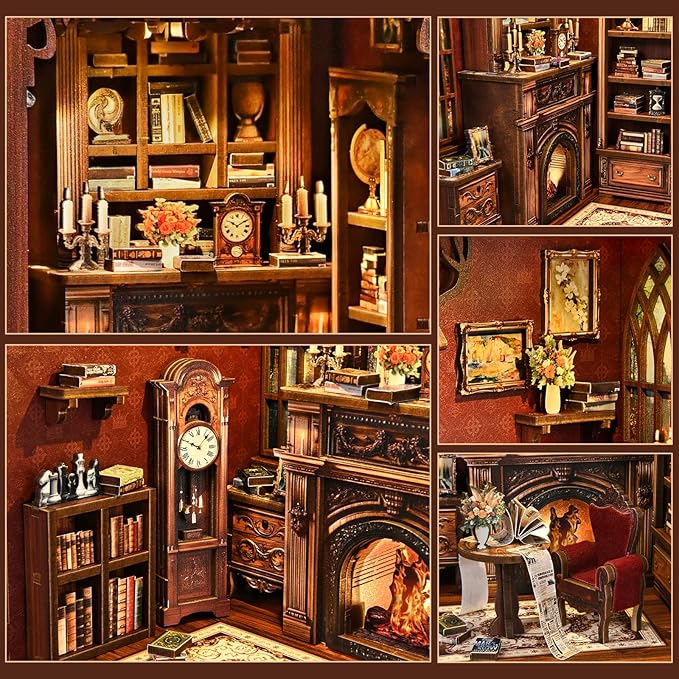 Book Nook Kit，DIY Miniature Dollhouse Kit for Adults and Teens，3D Wooden Tiny House for Family and Friends，Bookshelf Decor in Halloween/Christmas（Book Store） (Twilight Library)