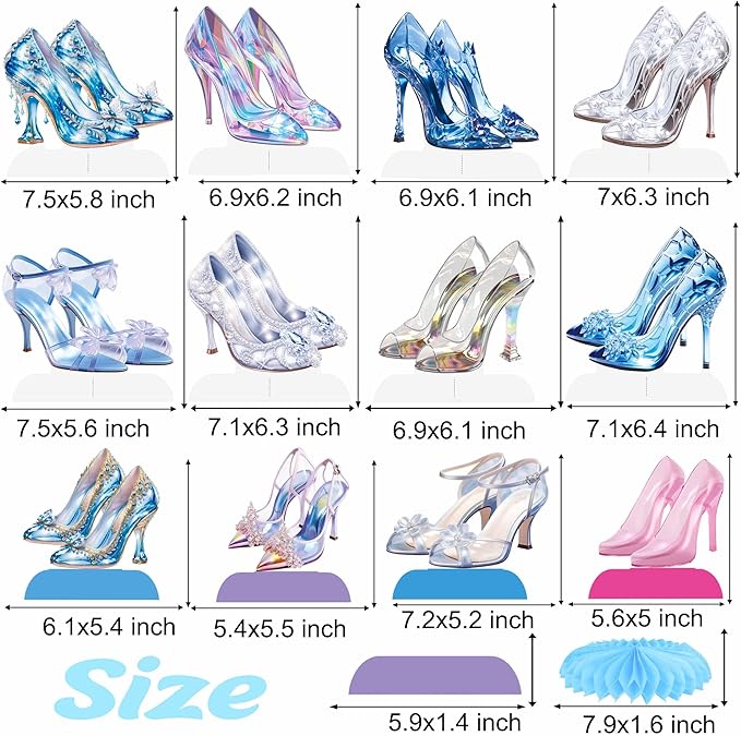 High Heel Honeycomb Centerpieces Crystal High Heel Party Decorations 12PCS Crystal Shoes Birthday Centerpieces Glass Stiletto Heels Table Decor for Wedding Bachelorette Party Supplies