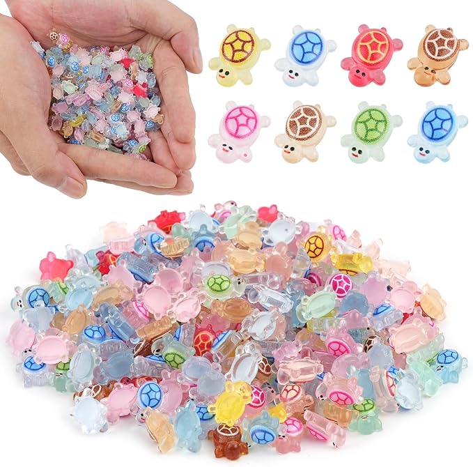240pcs Luminous Mini Resin Turtles, Glow in the Dark Tiny Sea Turtle Animals Bulk to Hide Miniature Figures Small Plastic Ocean Animal for Fairy Garden Micro Landscaping Dollhouse Home Decor Crafts