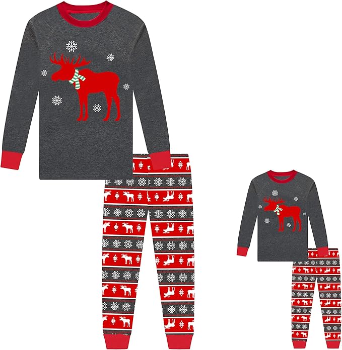 Babyroom Girls Matching Doll&Toddler 4 Piece Cotton Pajamas Toddler Christmas Sleepwear