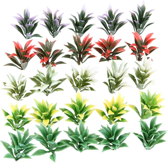 Yetaha 100PCS Mixed Model Plants, Colorful Flowering Plants, Railway Park Garden Scene Architecture Ornament Scenery, Railroad Layout Scene Decoration