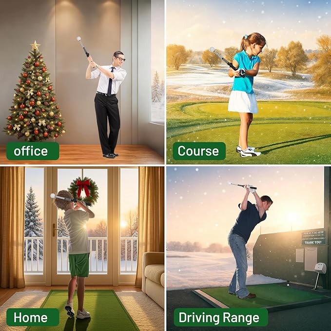 FODESAN Retractable Golf Swing Trainer – Enjoy Swinging Anytime, Anywhere,Training Aid for Grip Correction, Click Feedback & Arm Connection, for Right & Left-Handed Golfers, Indoor & Outdoor Practice