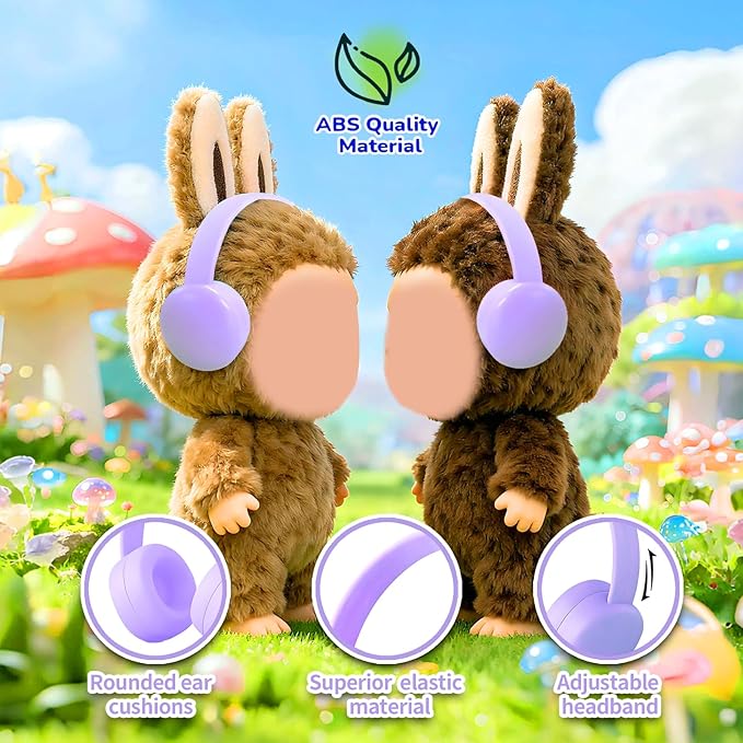 Olyre Doll Headphones for Dolls, Fits 17cm(6.69") Height Trendy Dolls or 1/6 BJDs, Miniature Headset Costume/Clothing Accessory (Doll Not Included) (Purple)