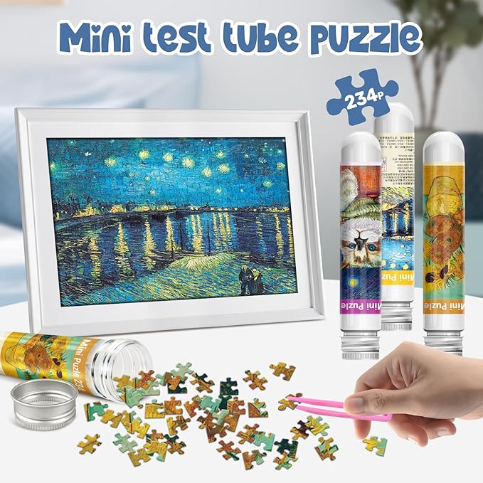 234 Mini Puzzles for Adults & Kids - Starry Night caps Coll Jumbo Puzzles 3 Pack (6" x 4")