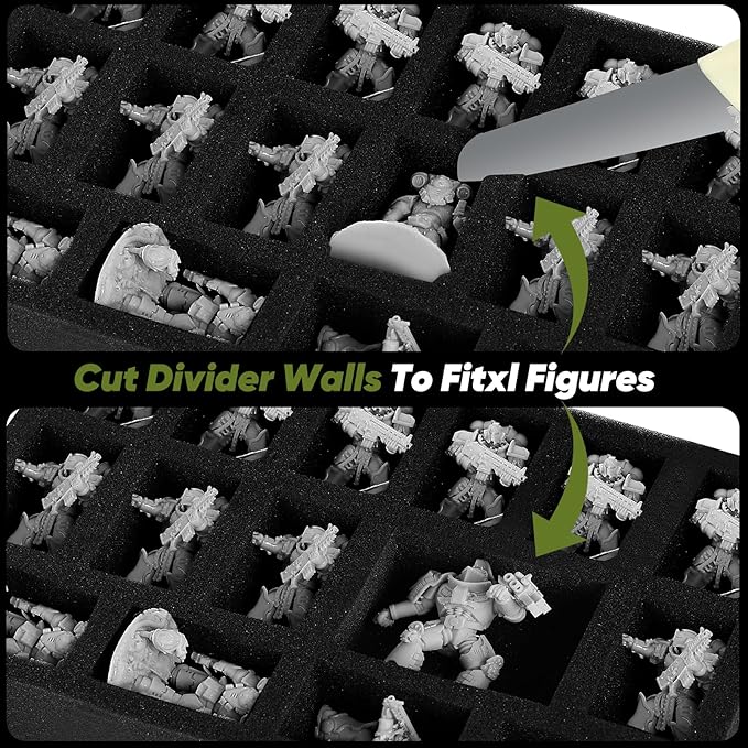 Miniature Storage Carrying Figure Case - 32 Slot Figurine Minature Carrying Case with 2 Foam Layer for Miniatures Compatible with 40k, DND & More (green1)