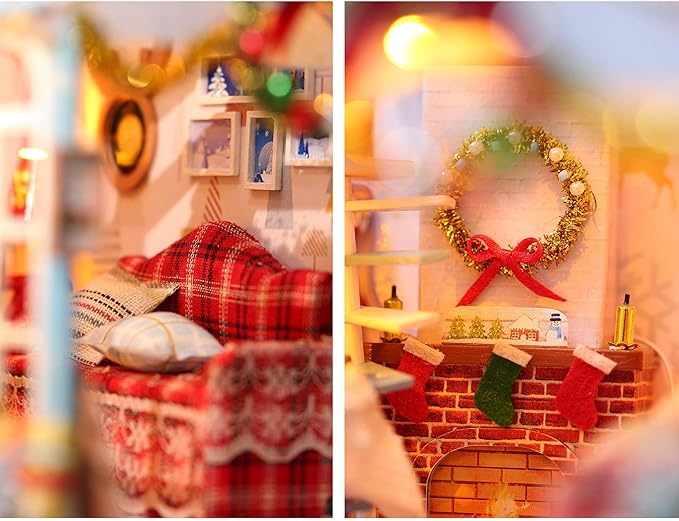 GuDoQi DIY Miniature Dollhouse Kit, Tiny House kit with Music, Miniature House Kit 1:24 Scale, Great Handmade Crafts Gift for Birthday, Christmas Night