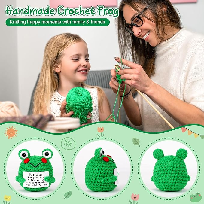 Christmas Thank You Gifts for Women, Coworker, Teacher, Nurse, Boss, Emotional Crochet Frog Animals Support Retirement Farewell Going Away Appreciation Gift - Never Forget The Difference You Make