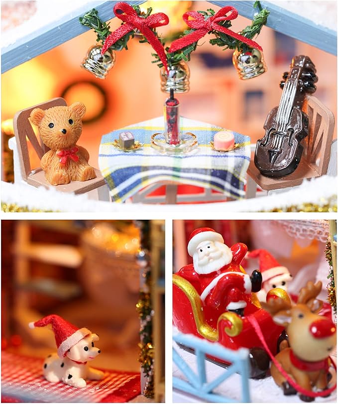 GuDoQi DIY Miniature Dollhouse Kit, Tiny House kit with Music, Miniature House Kit 1:24 Scale, Great Handmade Crafts Gift for Birthday, Christmas Night