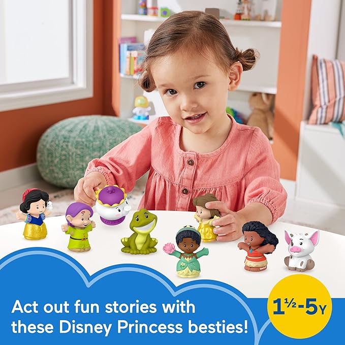 Fisher-Price Little People Toddler Toys Disney Princess Story Duos 8-Piece Figure Set for Pretend Play Kids Ages 18+ Months