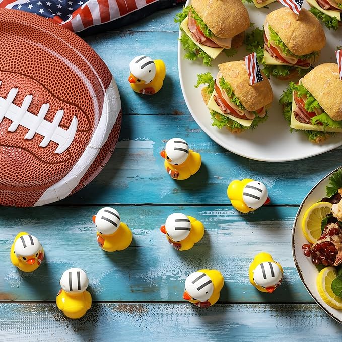 100 Pcs Themed Ducks Resin Ducks Resin Party Decorations for Crafts Making DIY Miniature Landscape Micro Decor Gifts (Football)