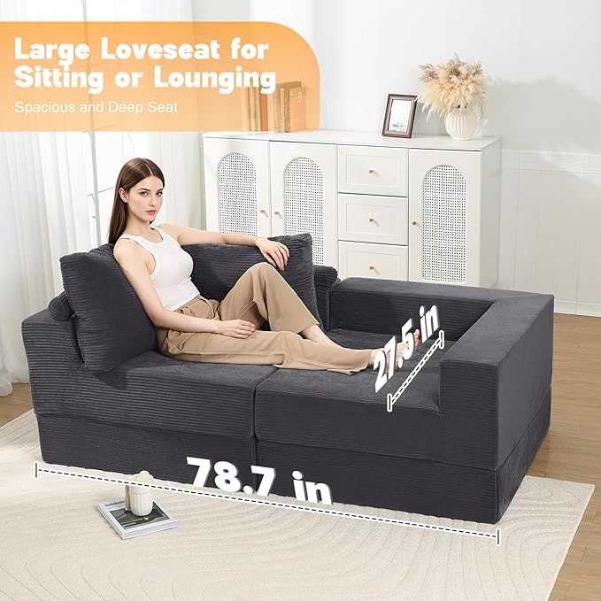 MeMoreCool Bean Bag Chair – Large Armrest Lounger for Adults, Corduroy, Foam-Filled No Assembly | Tufted Cushion & Backrest | Bedroom, Dorm & Lounge Ready | Soft Textured Seating