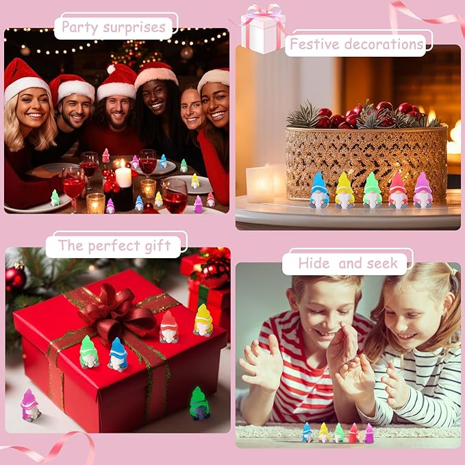 25 Pcs Luminous Mini Gnomes Figures Miniature Glow in The Dark Mini Gnomes Tiny Figurines to Hide Fairy for Garden Yard Home Patio Lawn DIY Craft Decoration Gifts Fairy Goodie Bag