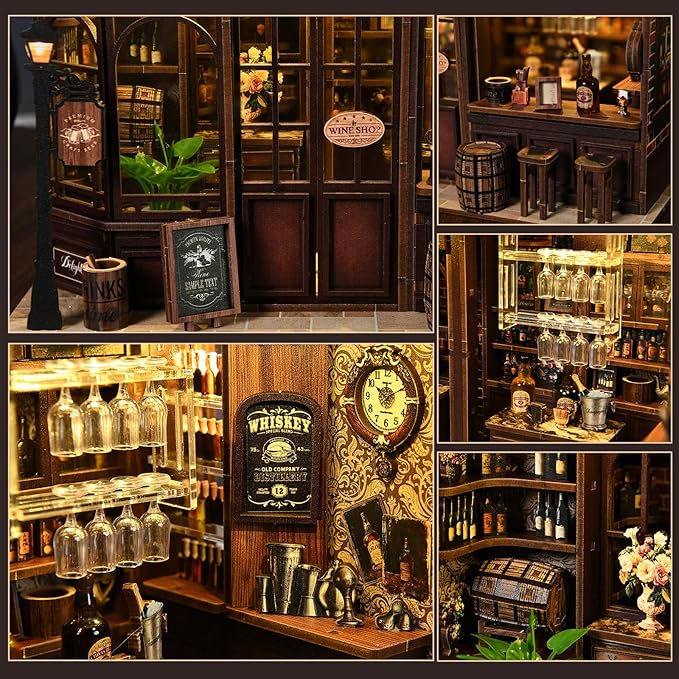 Book Nook Kit，DIY Miniature Dollhouse Kit for Adults and Teens，3D Wooden Tiny House for Family and Friends，Bookshelf Decor in Halloween/Christmas（Book Store） (Cafe Shop)