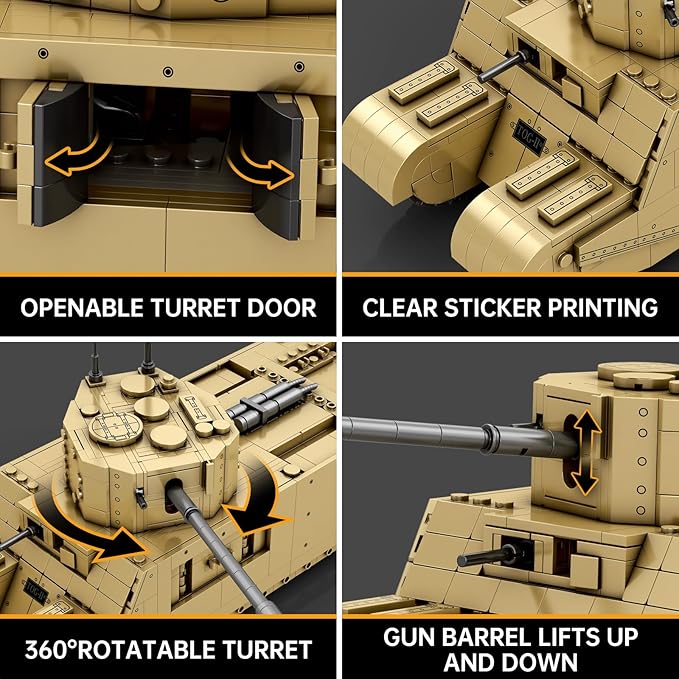 Reobrix TOG2 Tank Building Set, WW2 Military British Armed Tanks Building Block Set for Military Fans 77032, World of Tanks Licensed Product, MOC Tank Model Toy Gift for Adults and Teens（1427 PCS）