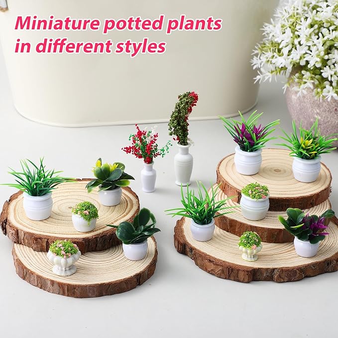 13pcs Miniature Potted Plants - Dollhouse Accessories Mini Fake Greenery Ornaments Tiny Plant Models Doll House Decor Mini Flower Pots for Fairy Garden and Craft Decoration