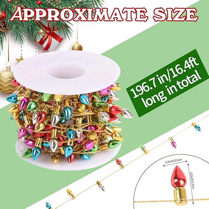 FOIMAS Mini Dollhouse Christmas Lights,Fake String Lights for Christmas Dollhouse Craft Fairy Garden Accessories
