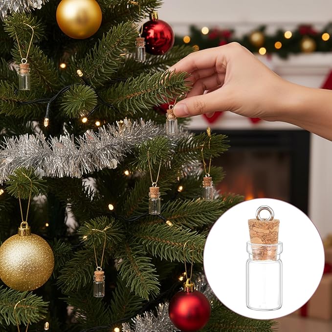20 Pcs Mini Glass Bottles with Cork 1ml Capacity Clear Tiny Glass Bottles Wishing Message Bottle DIY Art Craft Storage Small Jars for Home and Holiday Party Decoration