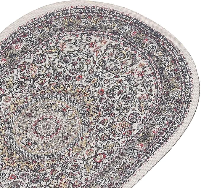 Hapivida Dollhouse Miniature Rug, Vibrant Floral Vintage Woven Carpet Oval Design for Dollhouse Bedroom, 15cm Length, Woven Fabric, Dollhouse Accessories for Living Room Decor