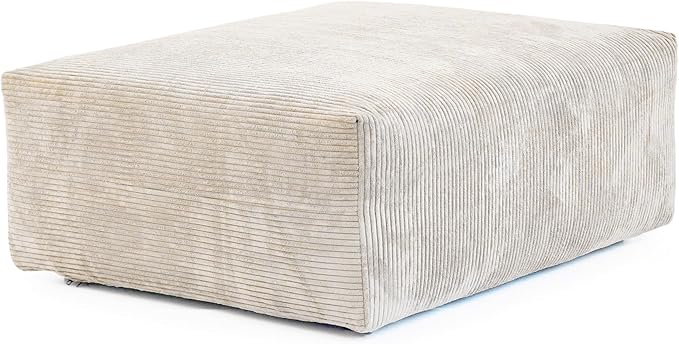 JACH 39.37" Oversized Ottoman Seater for Living Room, Deep Seat Extra Sofa Seater, Minimalist Chaise Ottoman, Modern Corduroy Ottomans for Living Room, Apartment, Beige ﻿